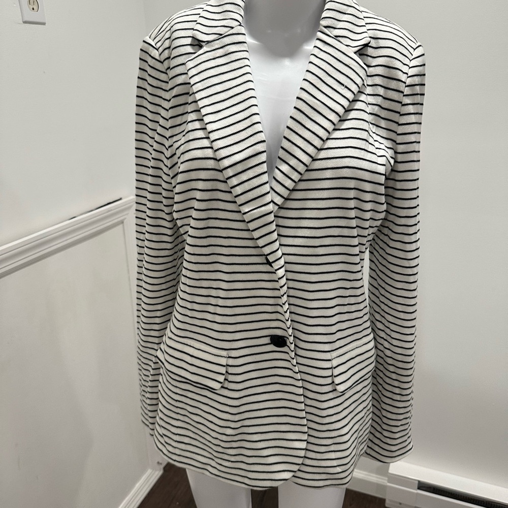 Ralph Lauren Black and White Striped Blazer